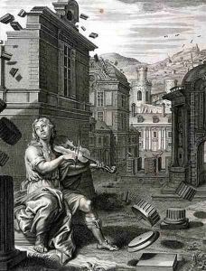 Amphion Builds the Walls of Thebes by the Music of his Lyre, 1731 by Bernard Picart