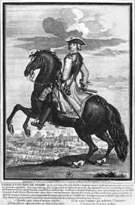 King Charles XII 1682-1718 of Sweden, on horseback, 1702 by Bernard Picart