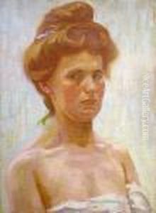 Portrait De Femme Aux Yeux Verts by Raphael-Leon Leguilloux