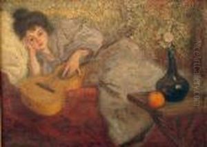 Femme A La Guitare / Femme Au Livre by Raphael-Leon Leguilloux