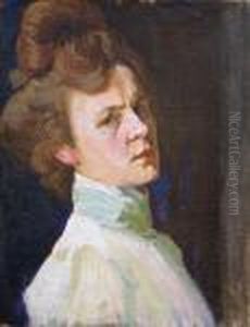 Portrait De Femme Au Chemisier Blanc by Raphael-Leon Leguilloux