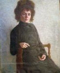 Portrait De Femme Assise / Femme Au Violoncelle by Raphael-Leon Leguilloux