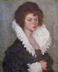 Portrait De Femme A La Collerette Blanche / Etude De Portrait De Femme by Raphael-Leon Leguilloux