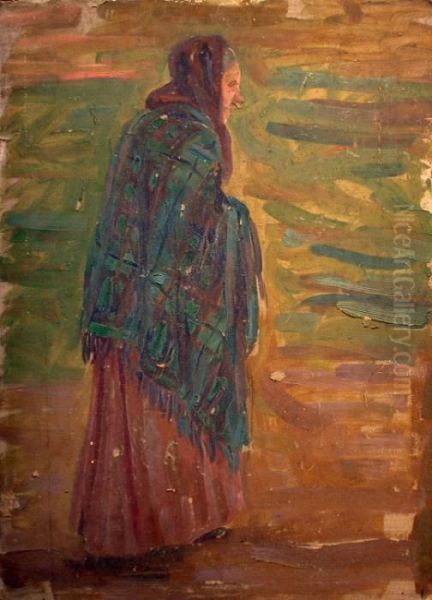Etude De Vieille Femme Au Chale Ecossais - view 1