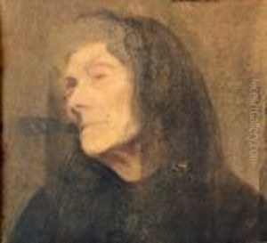 Portrait De Femme En Deuil by Raphael-Leon Leguilloux