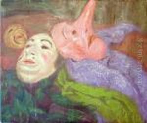 Les Masques De Carnaval by Raphael-Leon Leguilloux