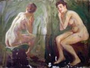 Deux Etudes De Nu De Femme by Raphael-Leon Leguilloux