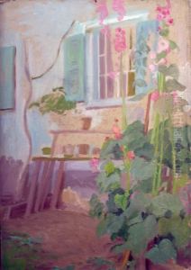 Les Roses Tremieres Du Jardin by Raphael-Leon Leguilloux