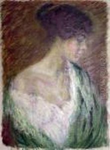 Jeune Femme Au Chale Vert by Raphael-Leon Leguilloux
