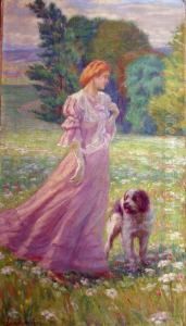 Jeune Femme Au Chien by Raphael-Leon Leguilloux