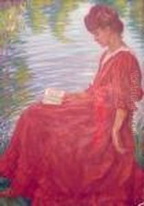 La Lecture Au Bord Du Lac by Raphael-Leon Leguilloux