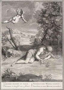 Narcissus Transformed into a Flower, 1730 by Bernard Picart