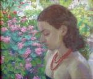 Portrait Au Collier De Corail by Raphael-Leon Leguilloux