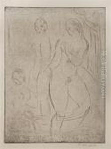 Liegender Mann, Stehende Frau by Wilhelm Lehmbruck
