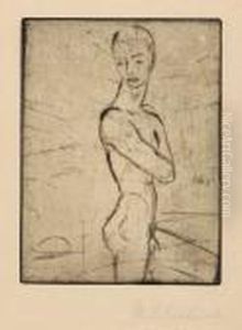 Junglingshalbakt, Sich Umwendend by Wilhelm Lehmbruck