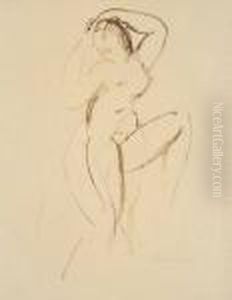 "madchenakt Mit Aufgestemmtem Linken Bein" by Wilhelm Lehmbruck