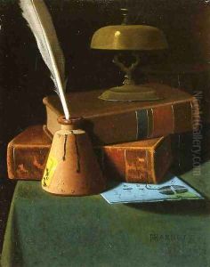 Still Life with Inkwell, Quill and Books by John Frederick Peto
