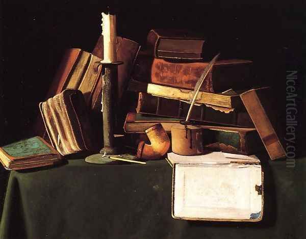 Still Life with Candle, Pipe and Books - view 1