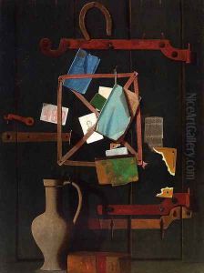 The Old Closet Door - Rack and Horseshoe with Dutch Jat by John Frederick Peto