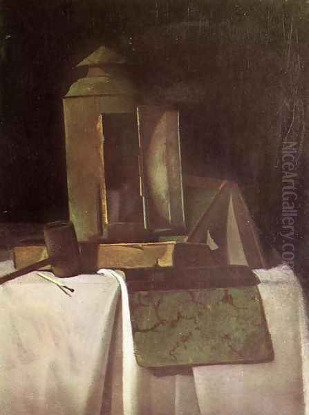 Lantern, Books and Corncob Pipe - view 1