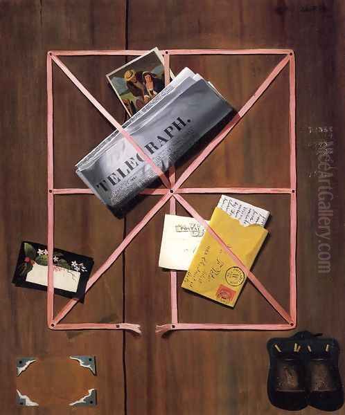 Rack Picture with Telegraph, Letter and Postcards by John Frederick Peto