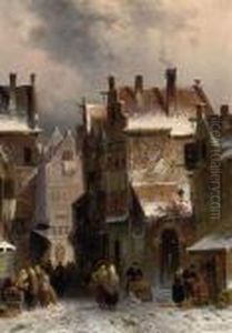 Market Day In A Dutch Town by Charles Henri Leickert