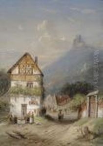 Village In Mountainous Area by Charles Henri Leickert