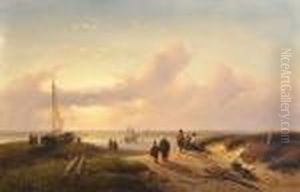 Paisaje Animado En Una Costa De Mar by Charles Henri Leickert
