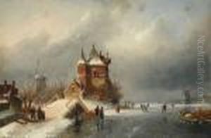 Paysage Hivernal Aux Patineurs