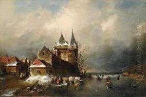 Winterly Scene With Ice Skaters