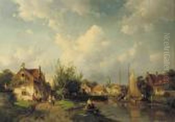 A Busy Riverside Village - view 1
