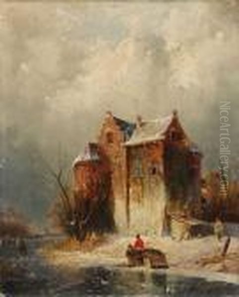 Winterlandschaft Mit Zugefrorenem Fluss - view 1