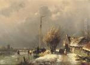 Along A Frozen River by Charles Henri Leickert
