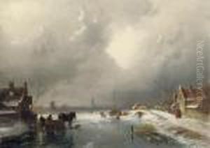 A Winter's Day On The Ice by Charles Henri Leickert