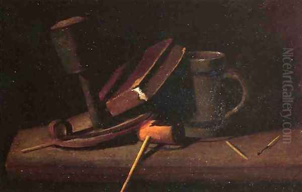 Still Life with Lamp, Pipe, Matches, Book and Mug - view 1