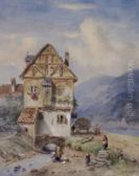 Dorfidylle Mit Wascherinnen Und Altem Fachwerkhaus - view 1