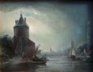 Bord Defleuve En Hollande by Charles Henri Leickert