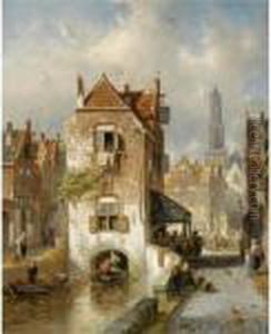 A View Of The City Of Utrecht by Charles Henri Leickert