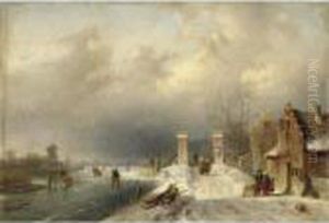Pattinatori Sul Fiume by Charles Henri Leickert