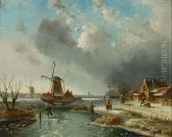 Schaatsers In Een Sneeuwlandschap. - view 1