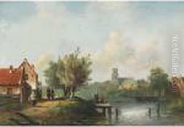 Busy Village On The River - view 1