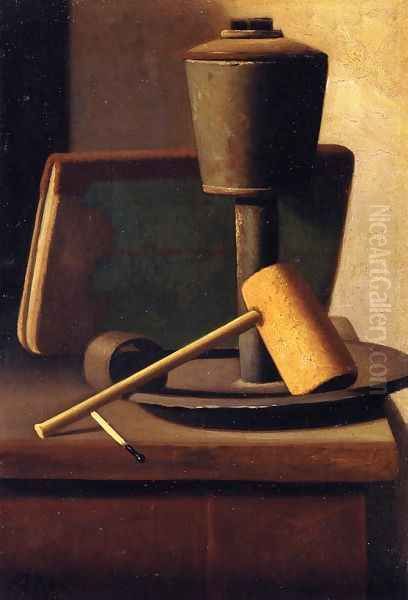 Still Life with Book, Lamp, Pipe and Match - view 1