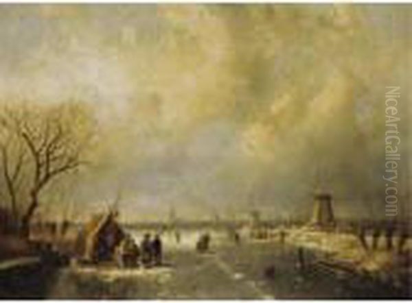 Winter Scene With Skaters - view 1