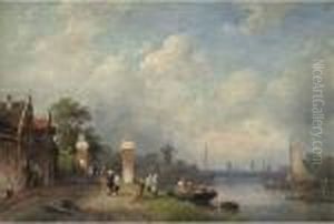 Figures At The Edge Of A Dutch Canal