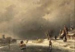 A Cold Day In Winter by Charles Henri Leickert