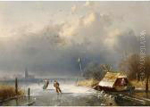 Winter Landscape With Figures On The Ice - view 1