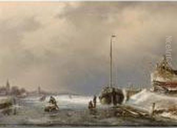A Winter Landscape With Figures On The Ice - view 1