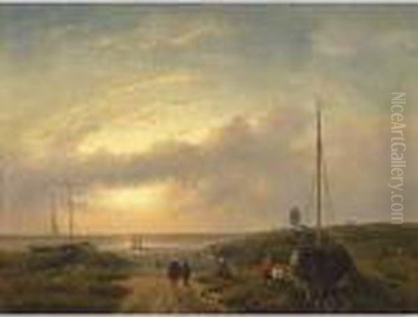 A Beach Scene At Dusk - view 1