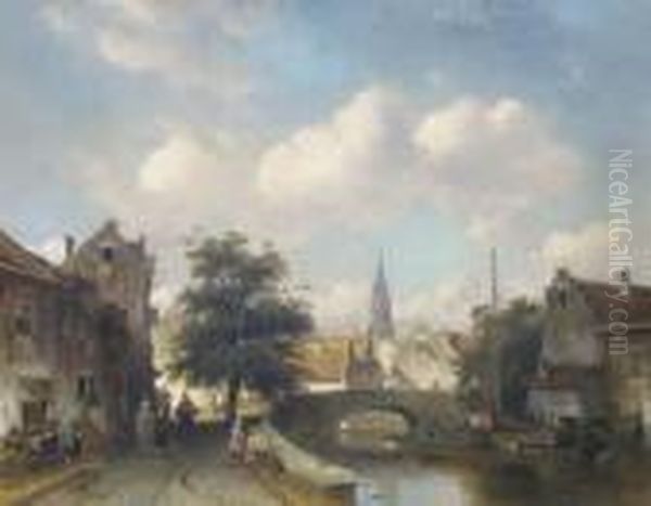 A Canal In A Sunlit Dutch Town - view 1