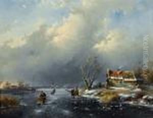 Schlittschuhlaufer. by Charles Henri Leickert